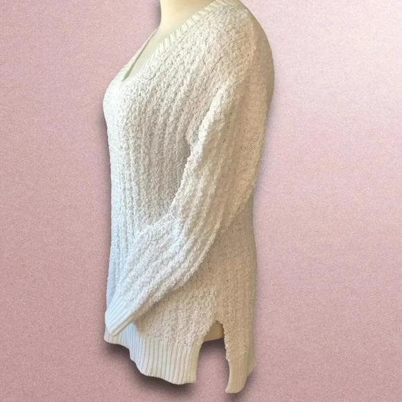 Zenana Premium Oversized Popcorn Knit Tunic Sweater Long Sleeves Size XL Ivory - Picture 8 of 16